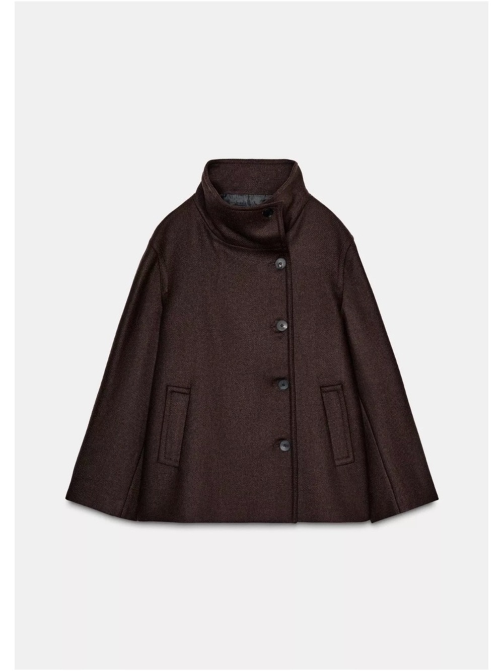 Zara NWT High Neck Wool Blend Short Coat
